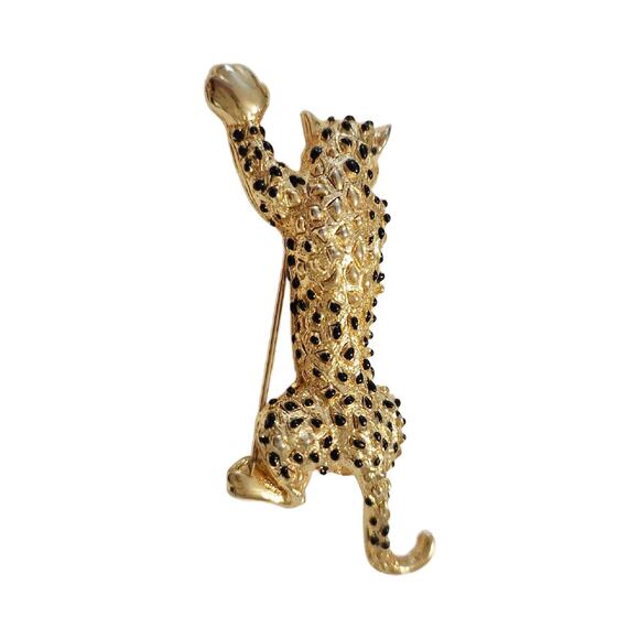 Vintage Jewelry - Art Deco Leopard Panther Brooch, 3" Long